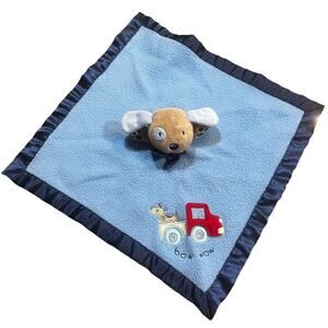 Vintage Carter’s Puppy Dog Bow‎ Wow Lovey Baby Security Blanket Blue Brown Plush